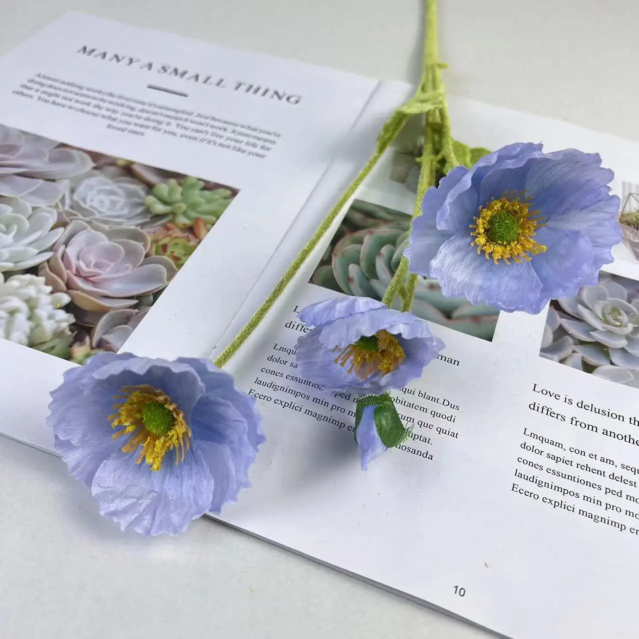 Bouquet de fleurs artificielles en soie de pavot pour décoration d'intérieur