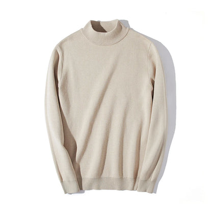 Men's Solid Mock Neck Pullover - Spring & Autumn