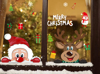 Removable Santa Elk Window Stickers for Festive Decor