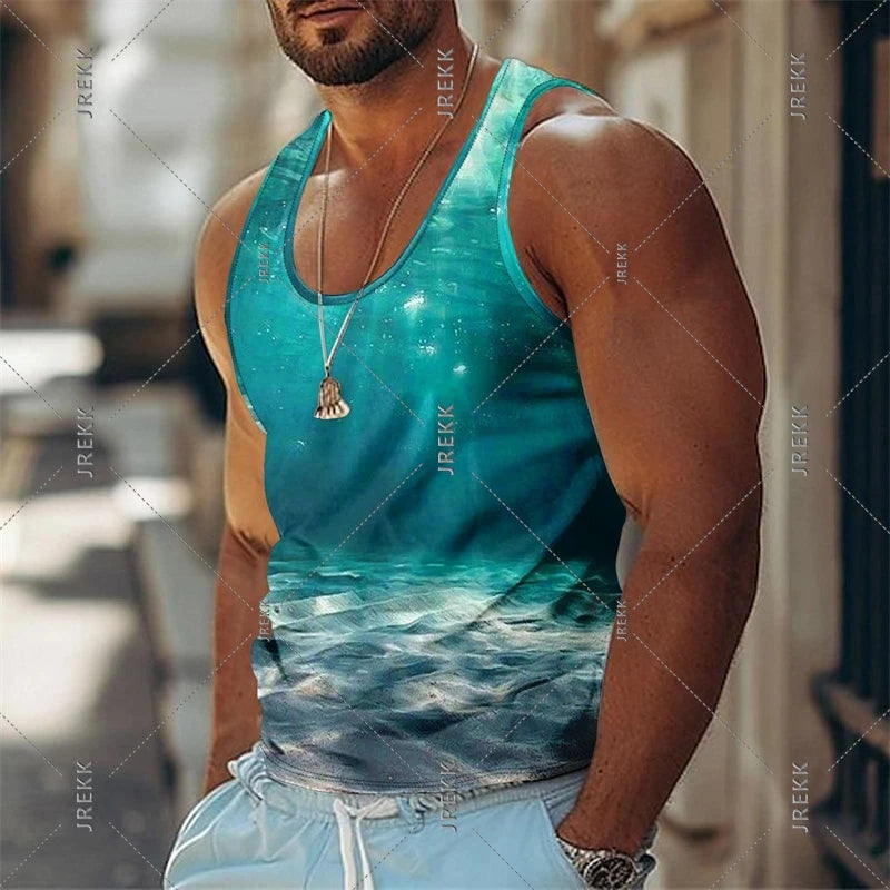 Sea Beach Casual Fashion Men's Tank Top for Summer