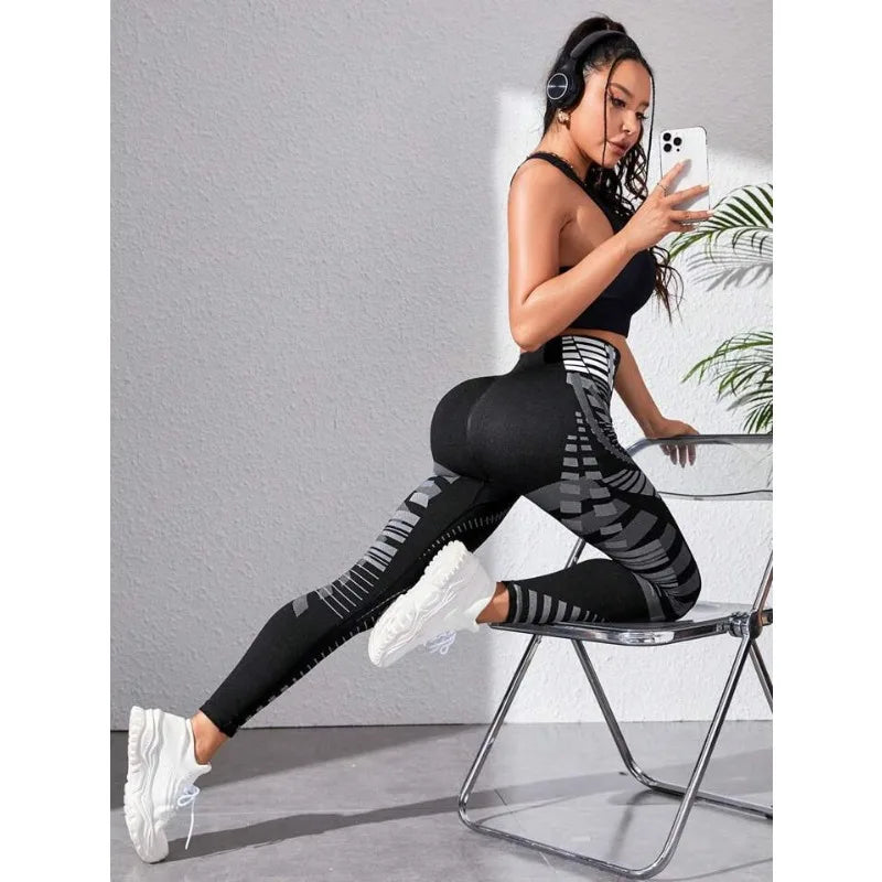 Nahtlose Yoga-Leggings mit hoher Taille und Print