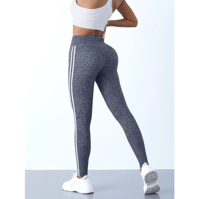 Striped High-Waist Yoga Leggings for Women