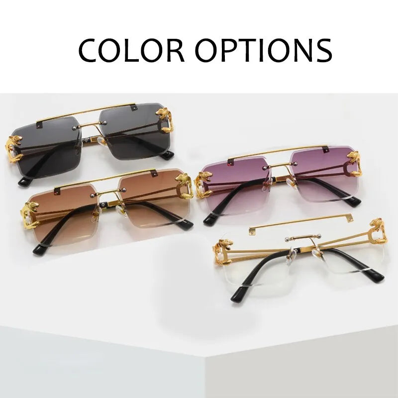 Rimless Rectangle Sunglasses for Men & Women