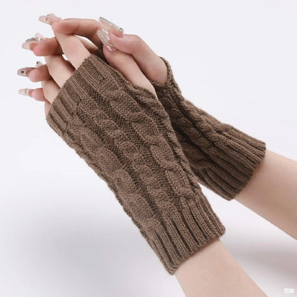 Gants d'hiver tricotés longs sans doigts pour femmes