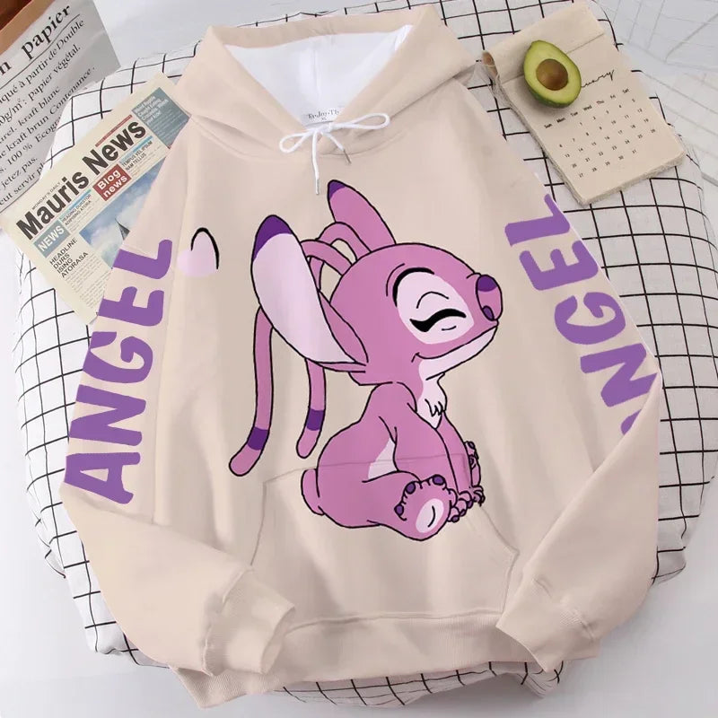 Unisex Disney Stitch Cartoon Print Winter Hoodies