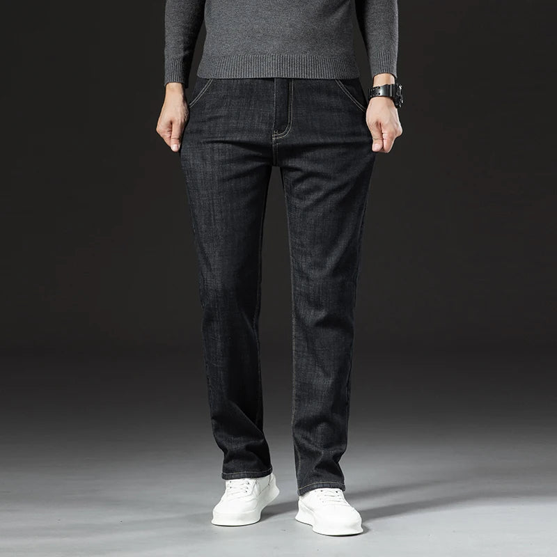 Winter Lamb Fluff Fleece-Lined Straight Pants for Men