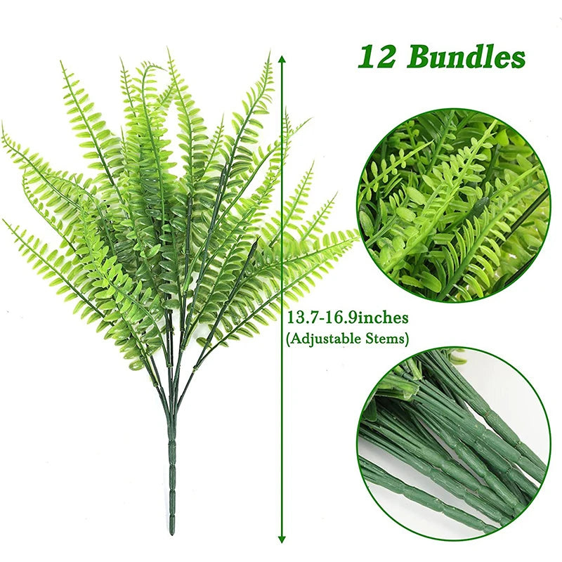 UV-Resistant 7-Branch Fake Plastic Plants for Outdoor