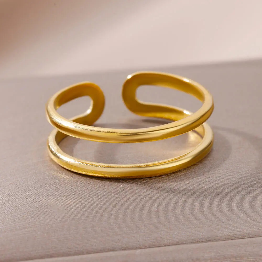 18K Gold Plated Stainless Steel Rings for Women