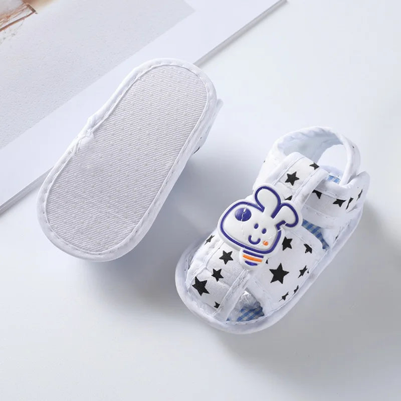 Chaussures de berceau souples avec impression de dessin animé pour bébés garçons