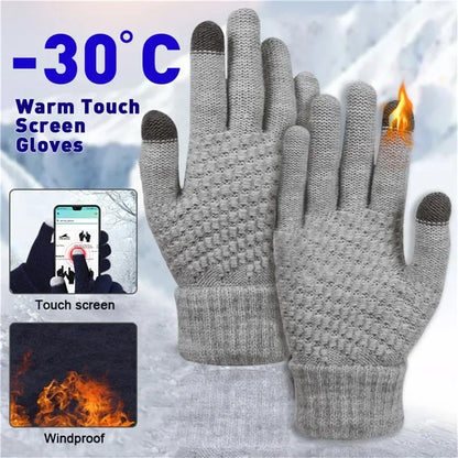 Warme Winterhandschuhe aus Strick – Touchscreen-kompatibel