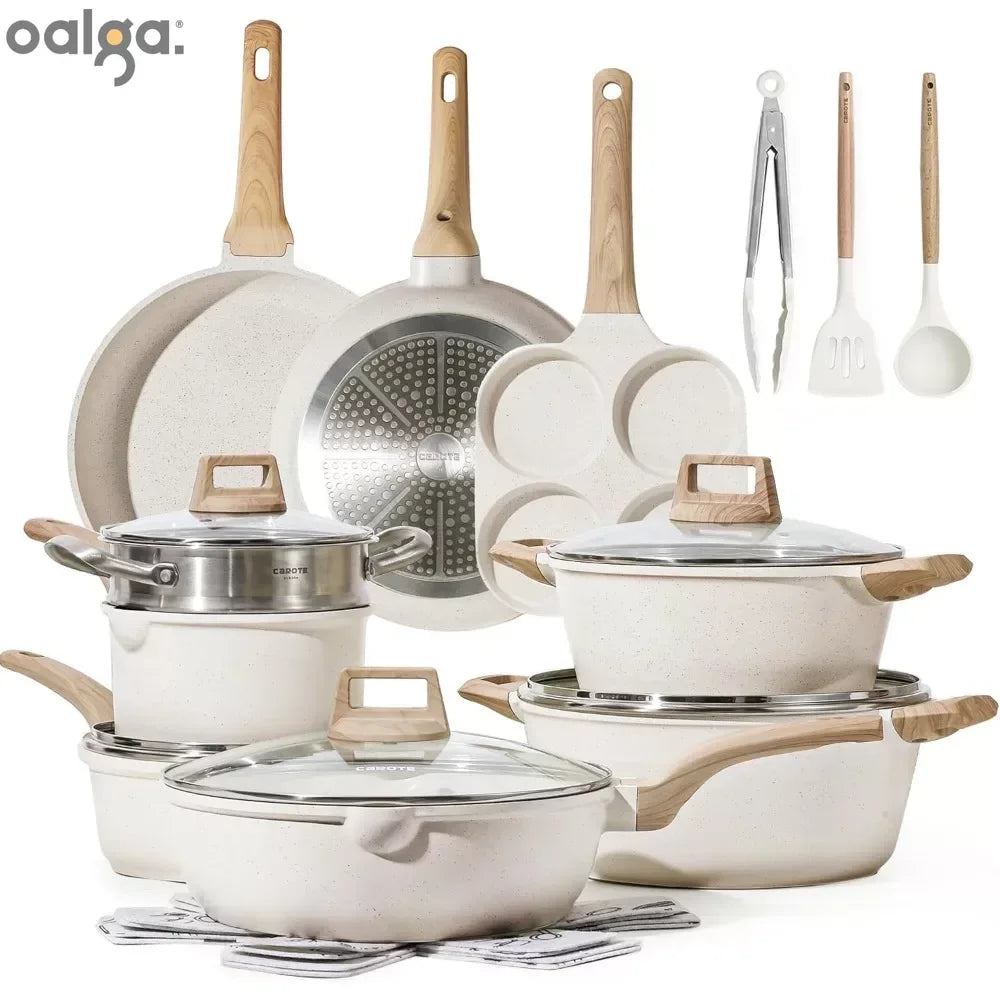 3-7 Piece Nonstick Cookware Set - Granite Finish