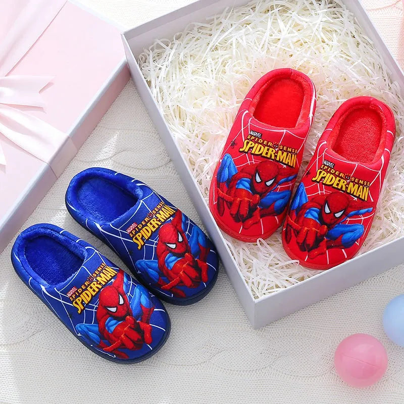 Cartoon Spiderman Cotton Slippers for Boys - Warm & Stylish