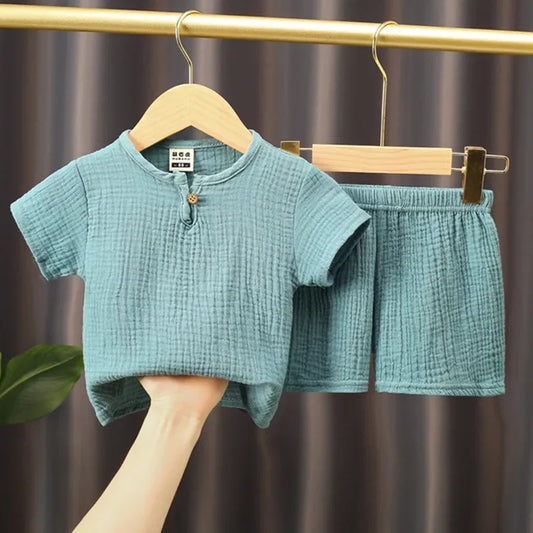 Summer Cotton Linen T-shirt & Shorts Sets