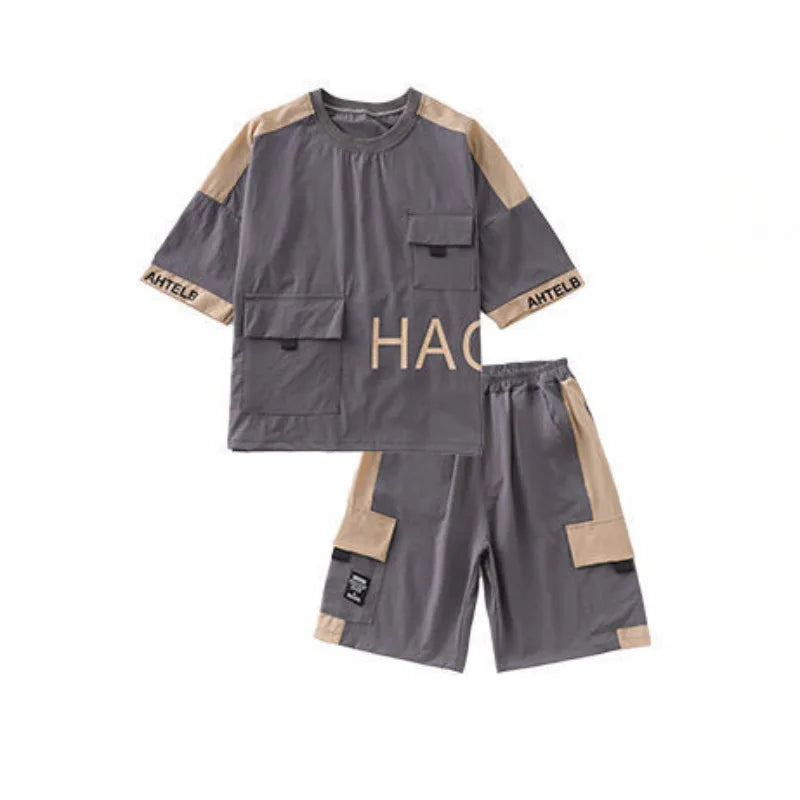 Kids' Summer Letter Print Tee & Shorts Set