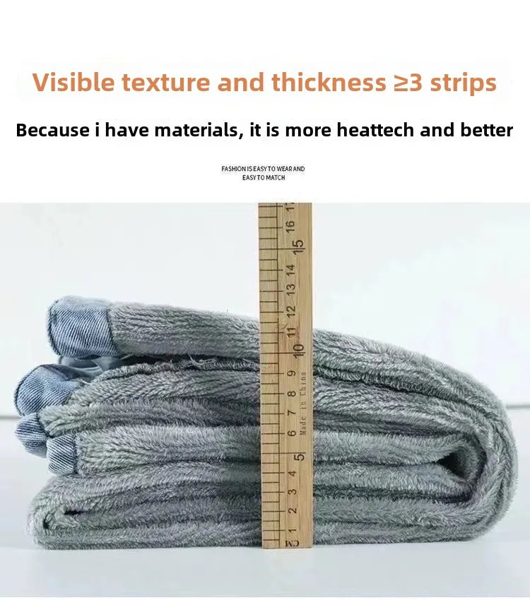 Neue Winter-Classic-Fleece-Jeans mit hoher Taille für Damen