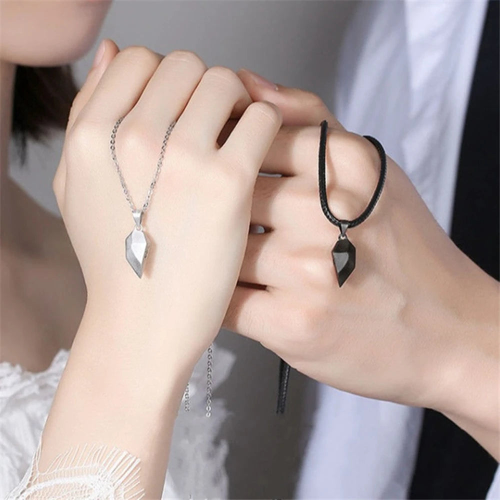 Korean Magnetic Couple Necklace - Gothic Heart Pendant