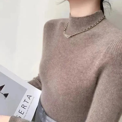 Women's Slim Fit Autumn Winter High Collar Sweater