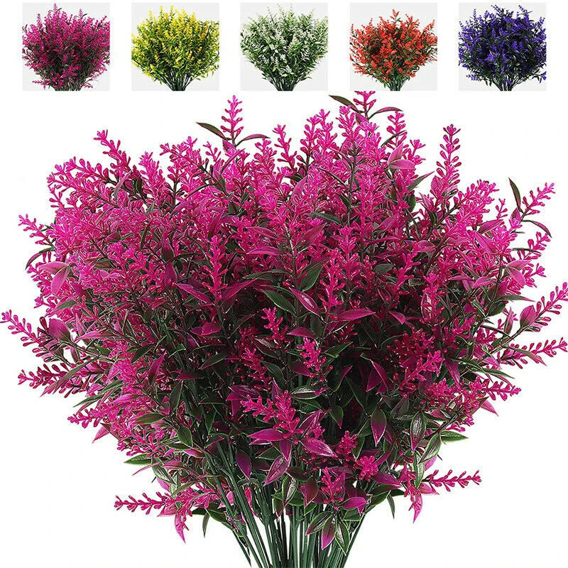 8pcs Faux UV Resistant Lavender Flowers for Outdoor Decor