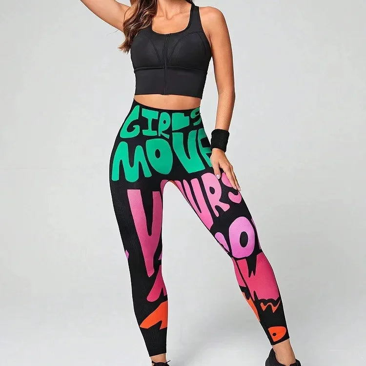 Leggings de sport fluorescents push-up pour femmes