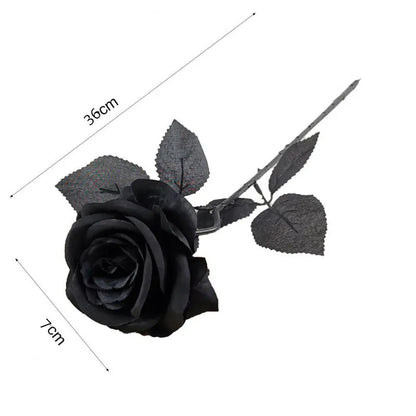 5pcs Silk Black Rose Heads for Home and Event Decor