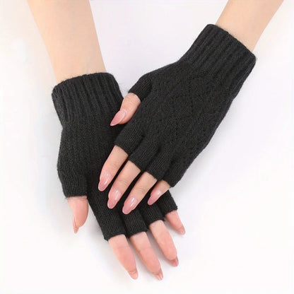 Gants d'hiver doux à demi-doigts en polaire de vison