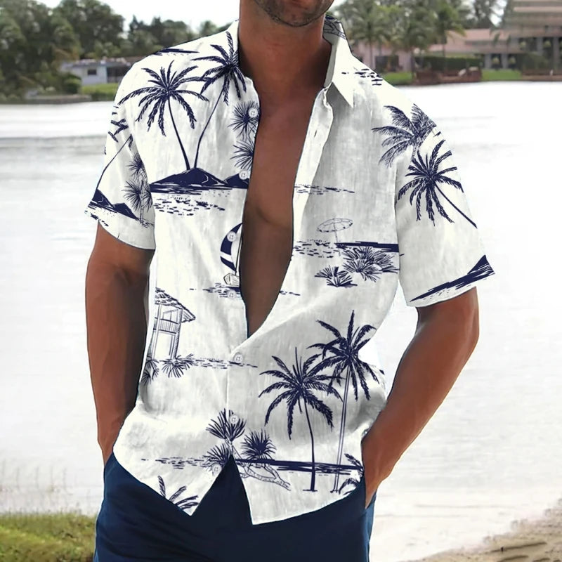 Tier Kran Männer Hawaiian Shirt 3d Pflanze Shirt für Männer