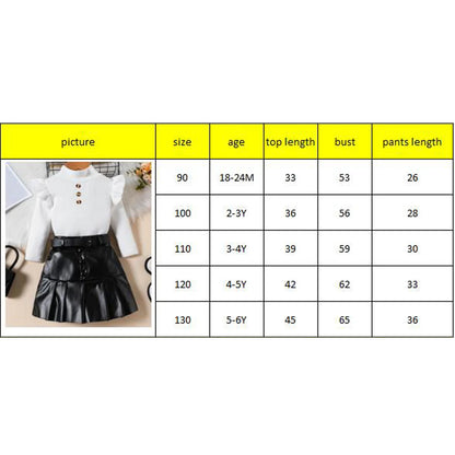 Girls' Ruffle T-Shirt & Leather Skirt Set