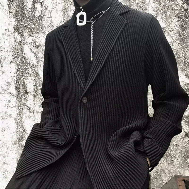 Miyake Pleated Black Blazer for Men