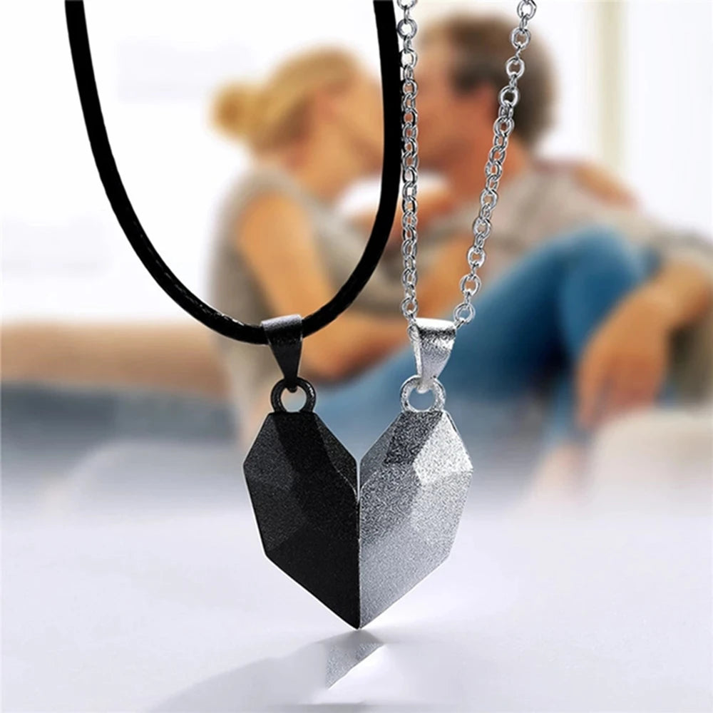 Korean Magnetic Couple Necklace - Gothic Heart Pendant