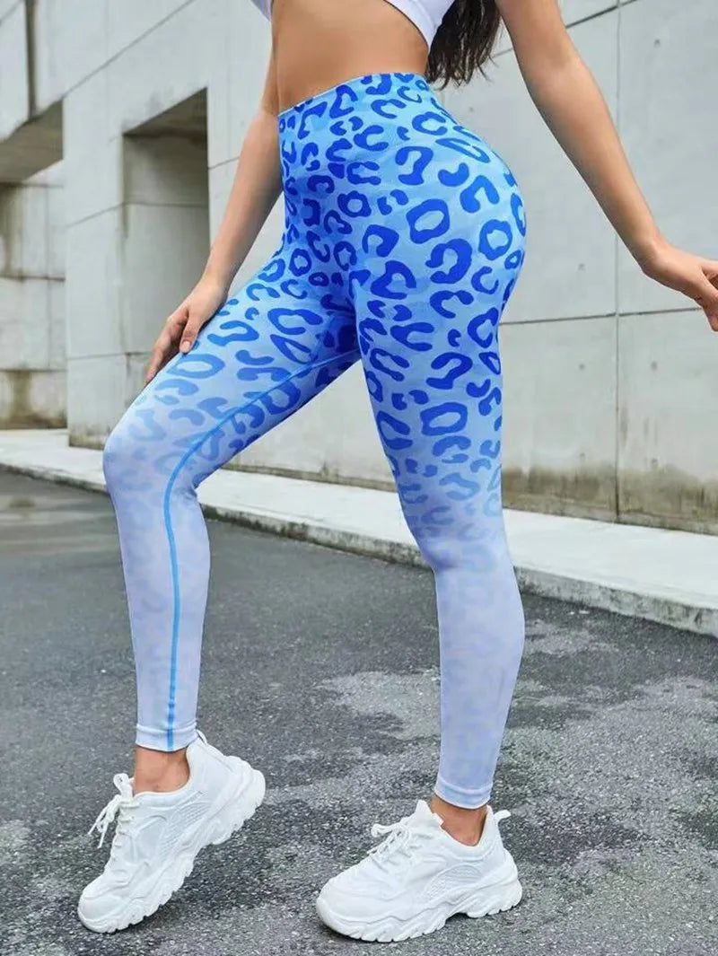 Legging froissé sans couture à imprimé léopard