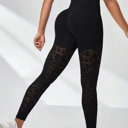 Leggings de gymnastique ajourés sans couture pour femmes