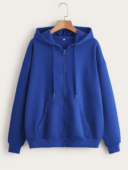 Damen Fleece-Kapuzenpullover mit Reißverschluss, Sportbekleidung