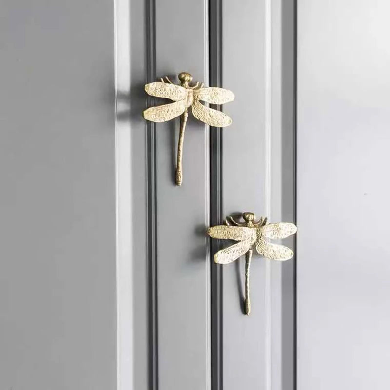 Retro Brass Dragonfly Drawer Pull Knobs