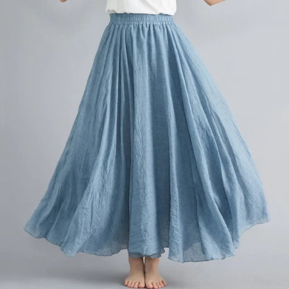 Y2K Cotton Linen Maxi Skirt