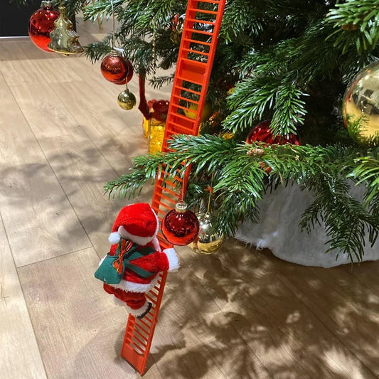 Music Santa Claus Ornament Electric Climbing Ladder Christmas Decor