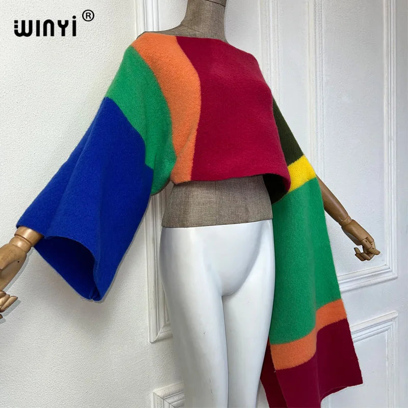 WINYI Pullover Sweater Cape- Stylish Irregular Sleeve Top