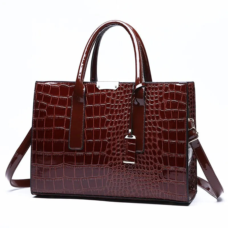 Sac à main pour femme de grande capacité à imprimé crocodile