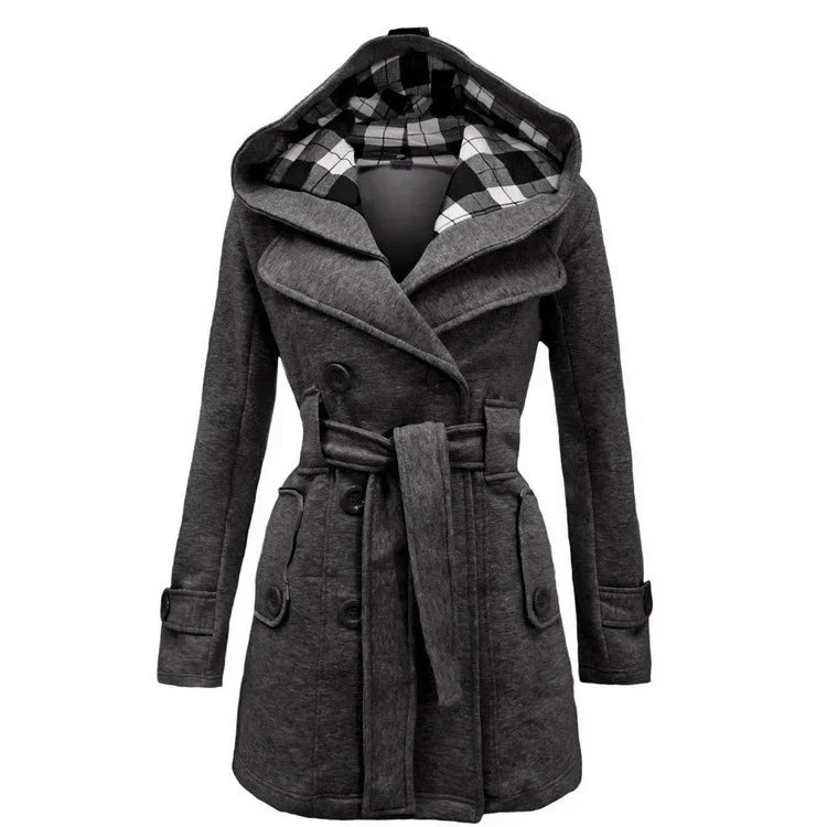 Trendy Chequered Hooded Overcoat for