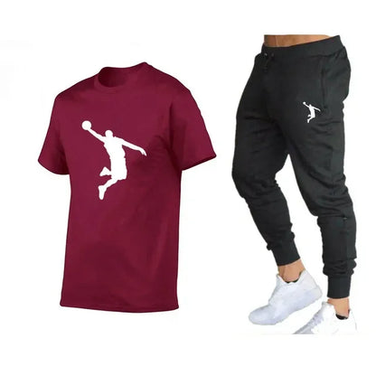 Men's Luxury Designer Tracksuit: T-Shirt & Pants Set