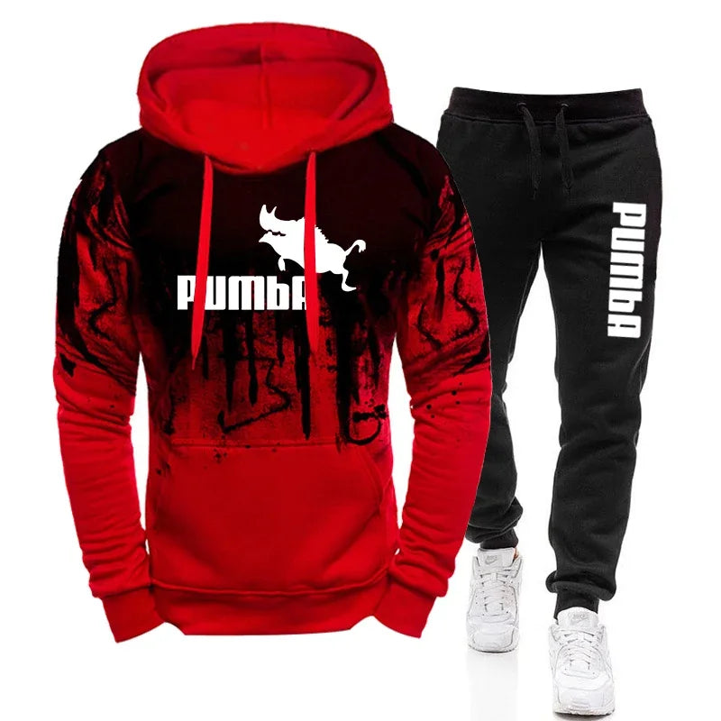 Hochwertiger Hoodie und schwarze Sporthose für Herren