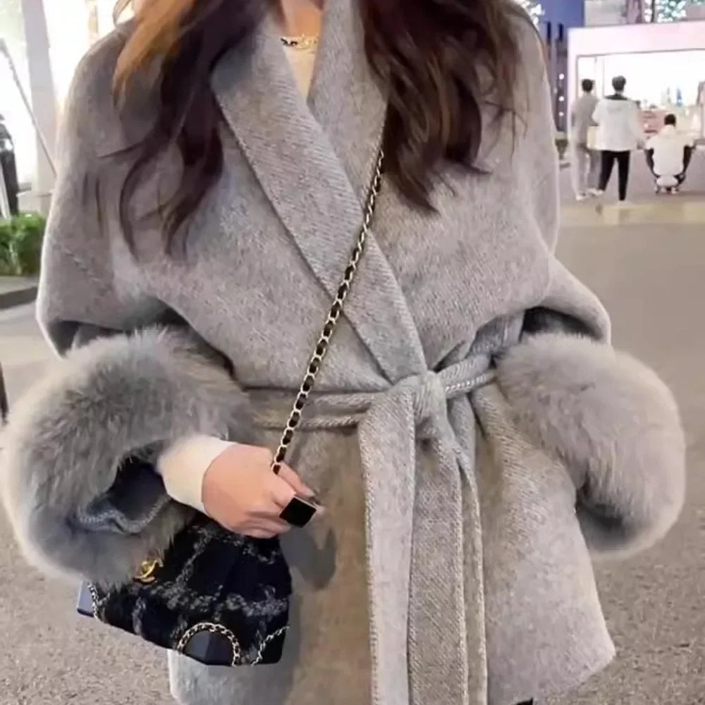 Luxury Double-Sided Wool Fur Coat