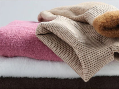 Cozy Velvet-Lined Turtleneck Winter Sweater