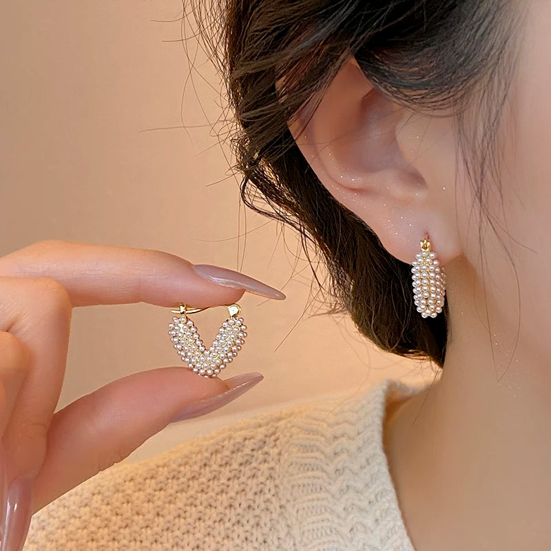 Light Luxury Love Imitation Pearl Earrings for Women