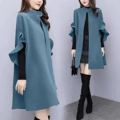Medium-Length A-Line Woolen Jacket