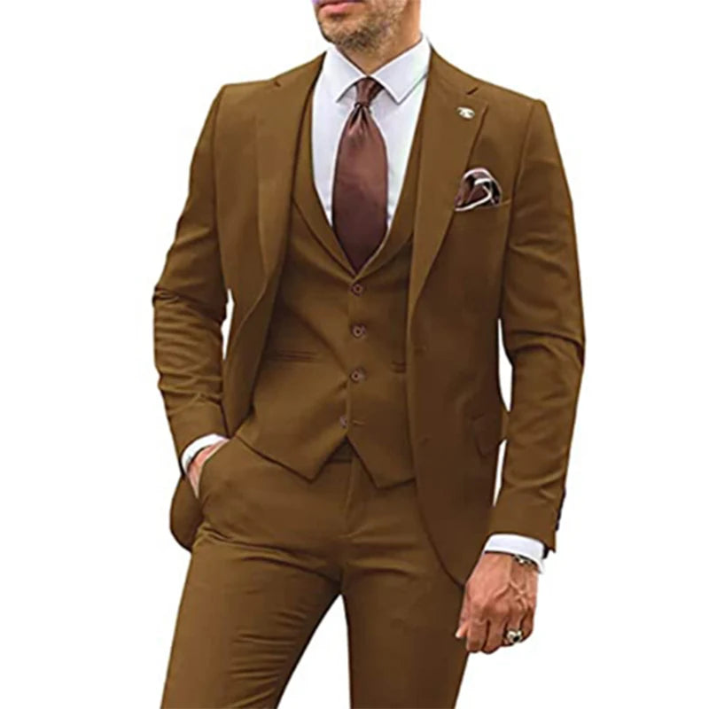 Costume beige 3 pièces pour homme