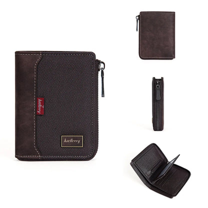 Einfache, kurze Geldbörsen mit Reißverschluss für Herren – Fotohalter, Münzfach, Kartenhalter, Herren-Geldbörse 