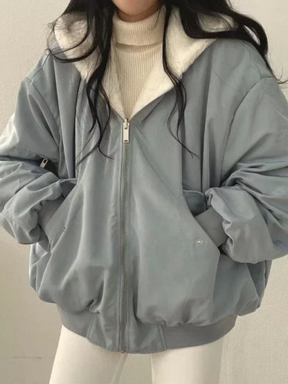 Nouvelle veste zippée à capuche surdimensionnée pour femme