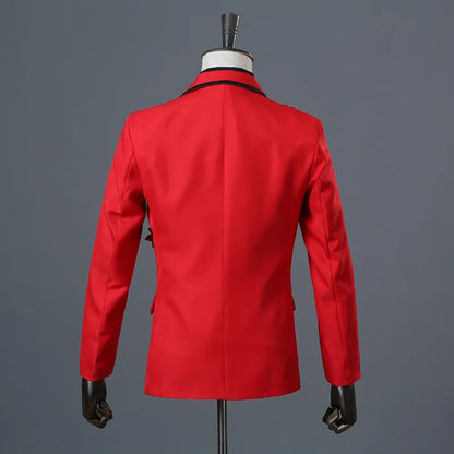 2-Piece Men’s Nightclub Blazer Set - Double-Sided Flower Suit