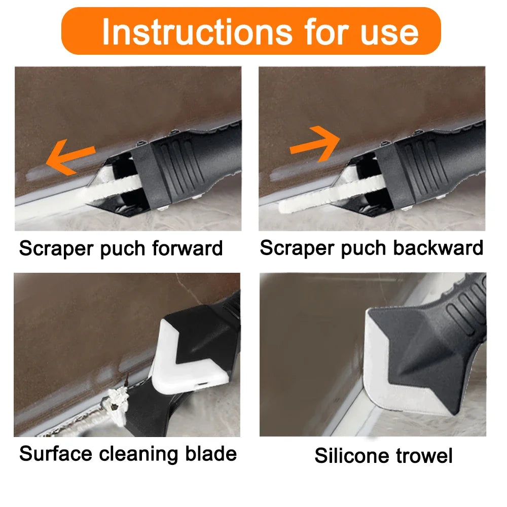 Outil de nettoyage de vitres avec spatule en silicone 5 en 1