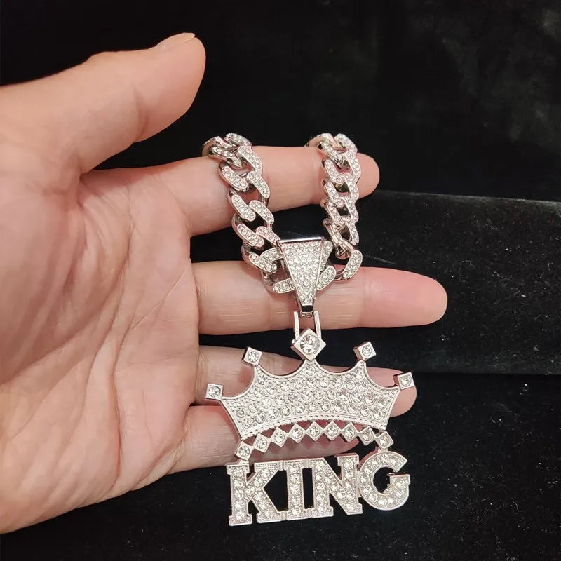 Chaîne cubaine King avec couronne creuse de style rue, 1 pièce